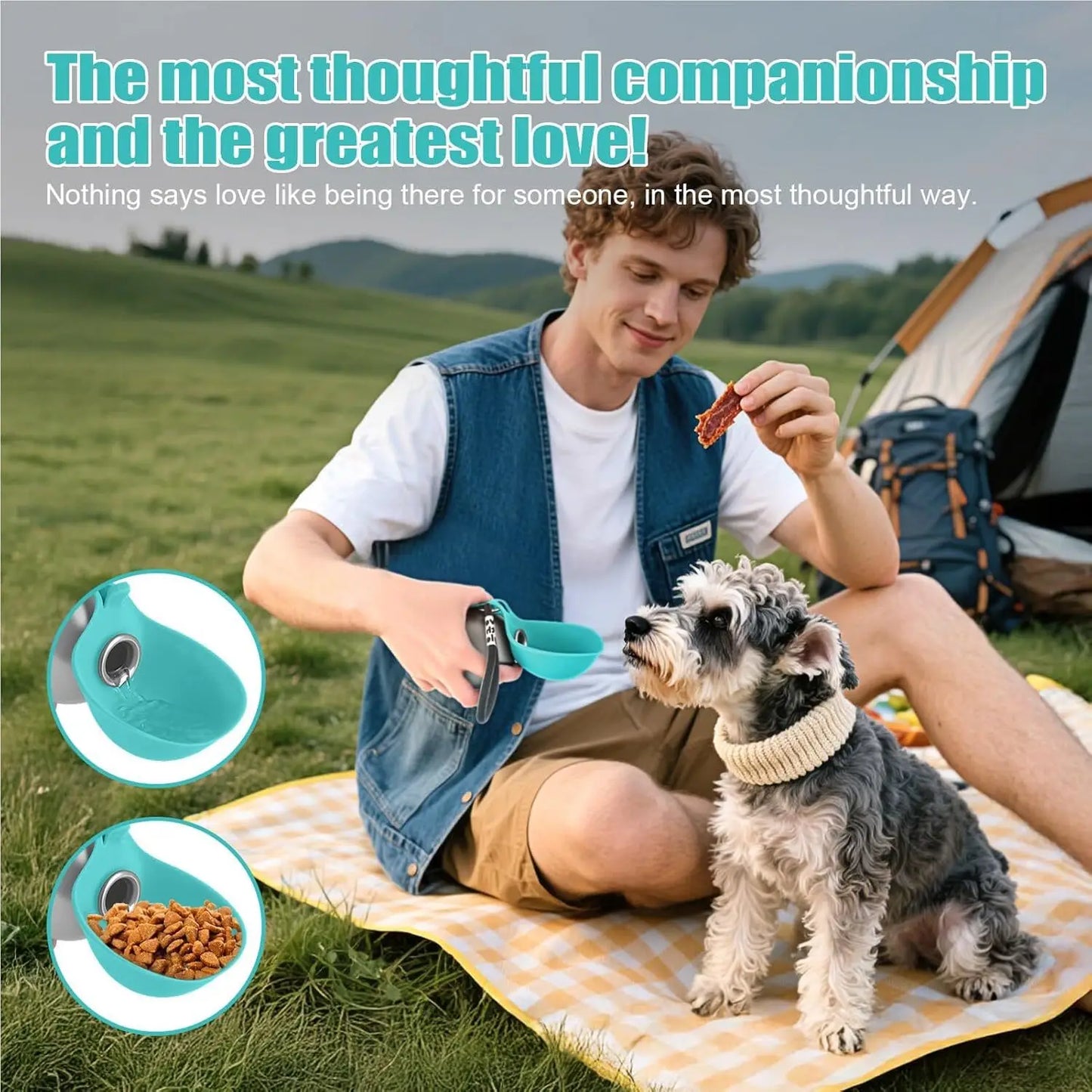 Pet Drinking Bottle with Silicone Bowl