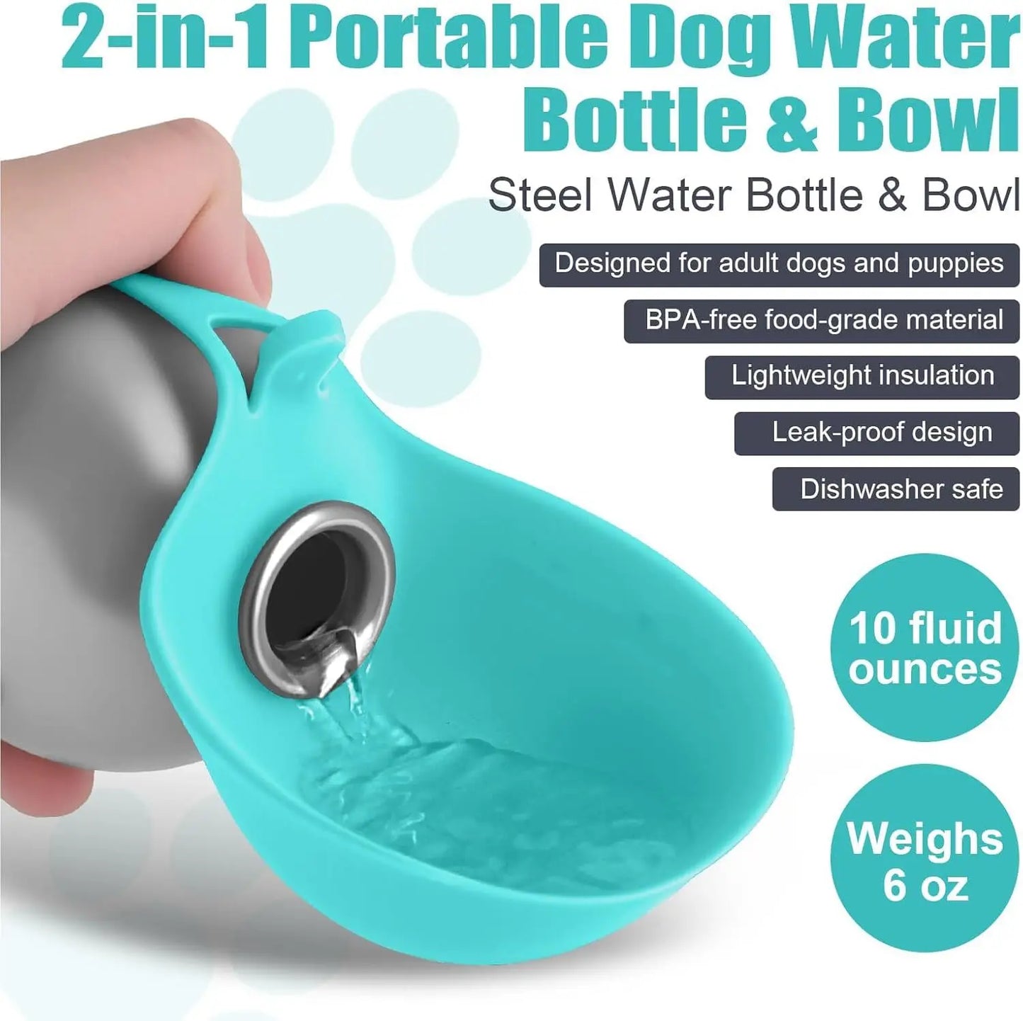 Pet Drinking Bottle with Silicone Bowl